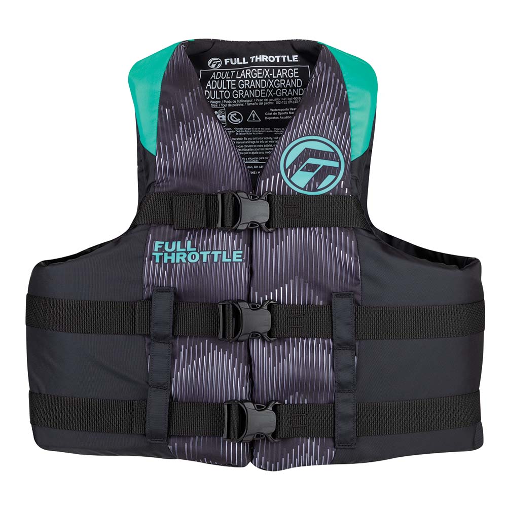 Full Throttle Adult Nylon Life Jacket - S/M - Aqua/Black [112200-505-030-22]