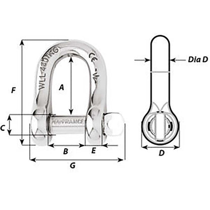 Wichard Captive Pin D Shackle - Diameter 8mm - 5/16" [01404]