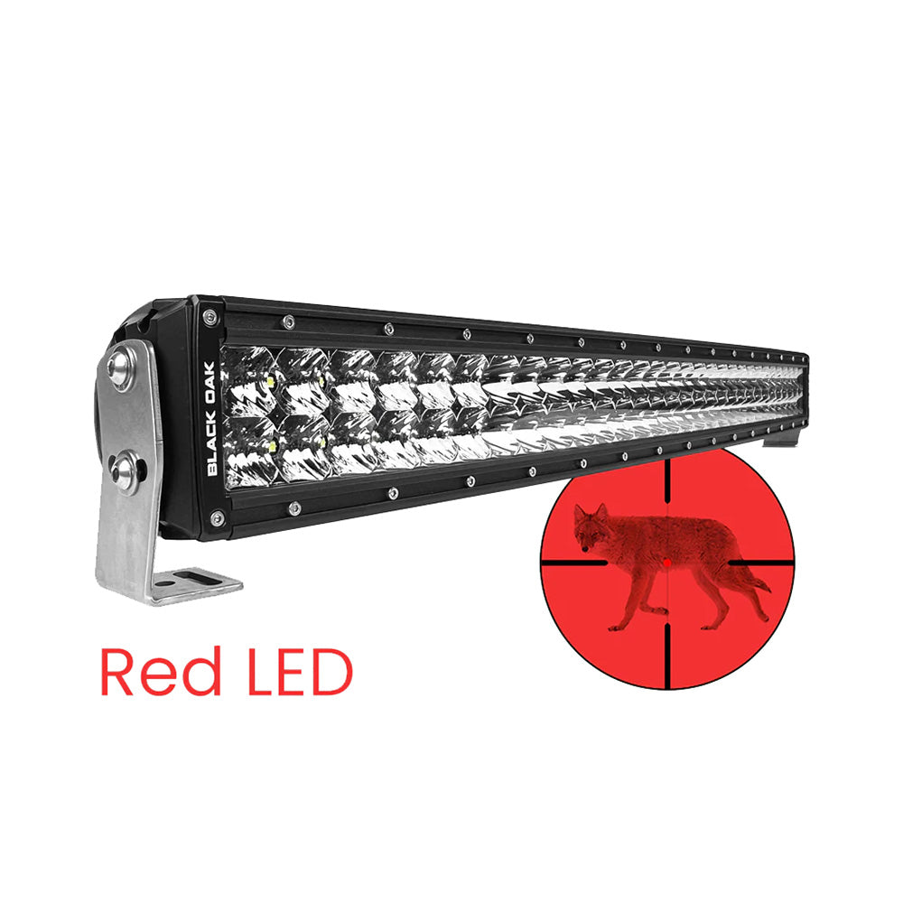 Black Oak 30" Curved Double Row Red LED Predator Hunting Light Bar - Combo Optics - Black Housing - Pro Series 3.0 [30CR-D3OS]