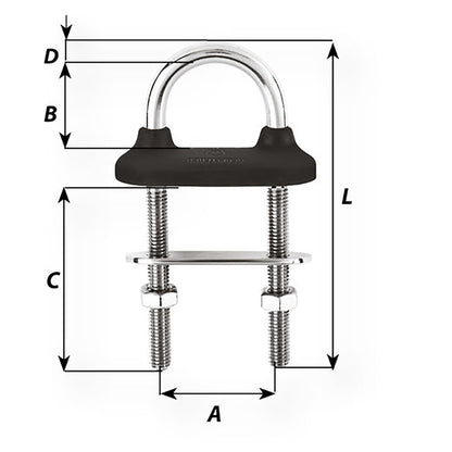 Wichard Black Watertight U-Bolt - 12mm Diameter - 15/32" - 130mm Length - 5-1/8" [65461]